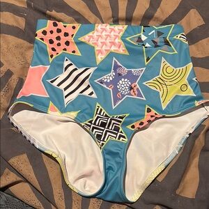 Blackmilk Colorful Star Pattern High-Waisted Bikini Bottom